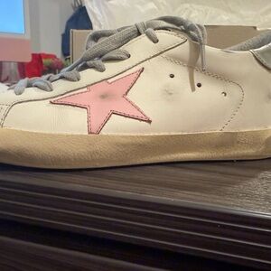 Golden Goose White and Beige Sneakers